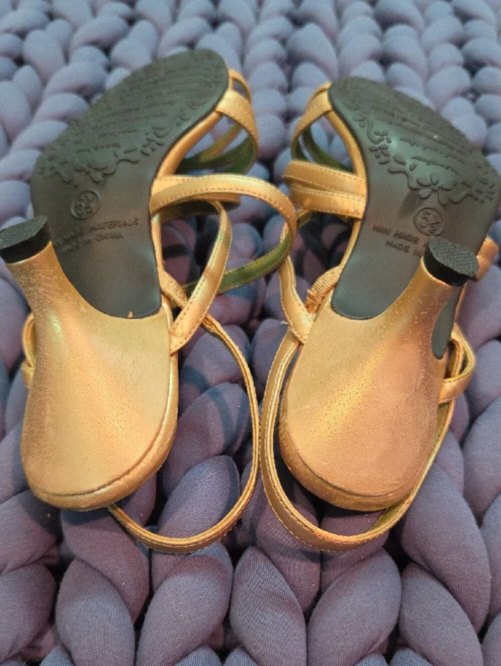 Sam & Libby Metallic Gold Strappy Kitten Heal